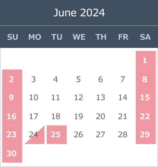 May 2024 opening calendar