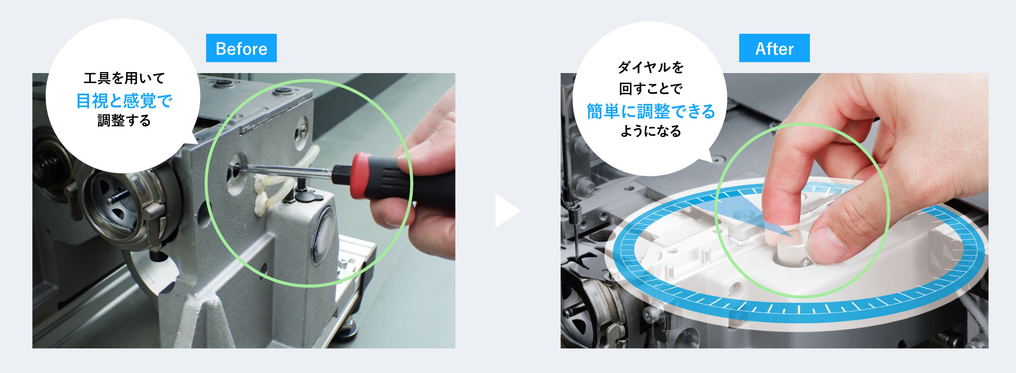 ミシン調整のBefore→After図