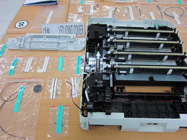 Printer parts on display