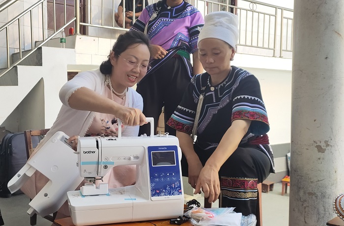 Training using a donated sewing machine